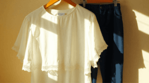 A simple blouse paired with capris or comfortable pants