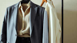 A smart blazer over a stylish button-down