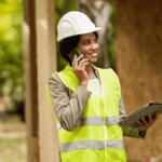 Skilled artisan performing civil maintenance tasks outdoors