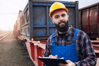 Trainee Train Assistant working on a locomotive