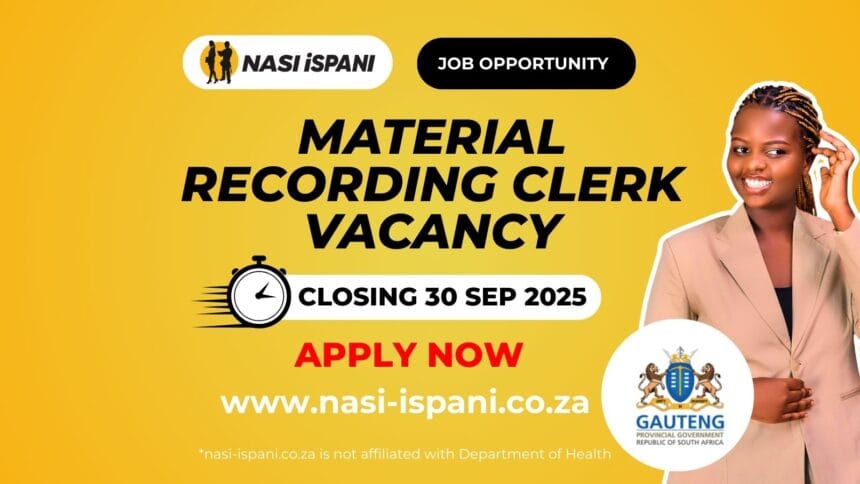 Material Recording Clerk Vacancy at the Department of Health