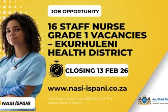 16 Staff Nurse Grade 1 Vacancies – Ekurhuleni Health District