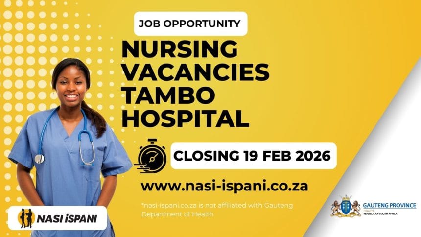 12 Nursing Job Openings at Tambo Memorial Hospital – Apply Now!
