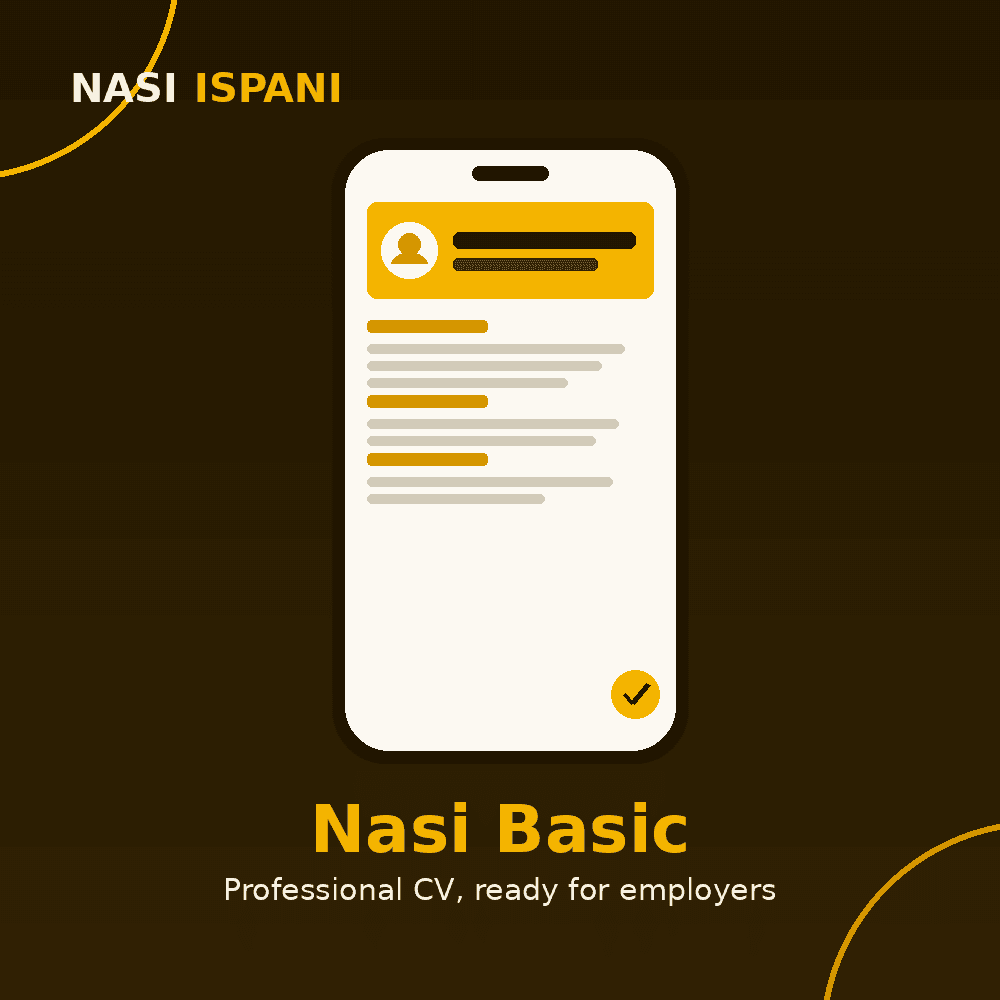 Nasi Basic professional CV shown on a phone