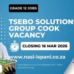 Cook Job Opportunity at Tsebo Solutions Group