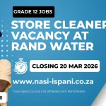 Store Cleaner Vacancy at Rand Water