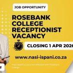 Rosebank College Hiring Receptionist