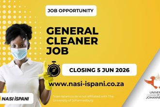 UJ General Cleaner Job Opportunity