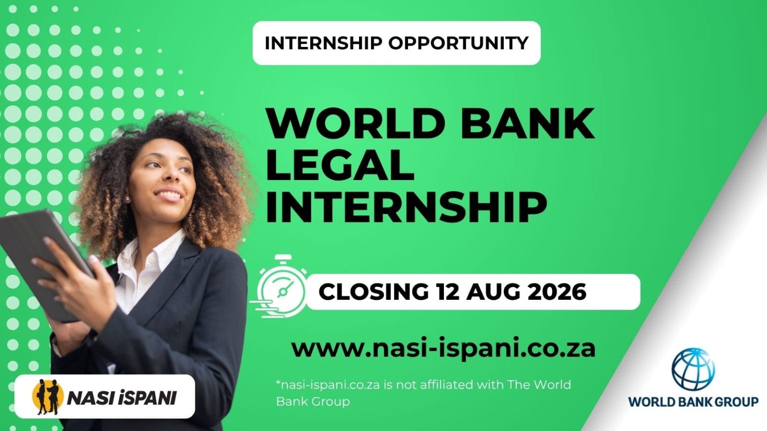 World Bank Legal Internship 2026: Law Students, Closes 12 August