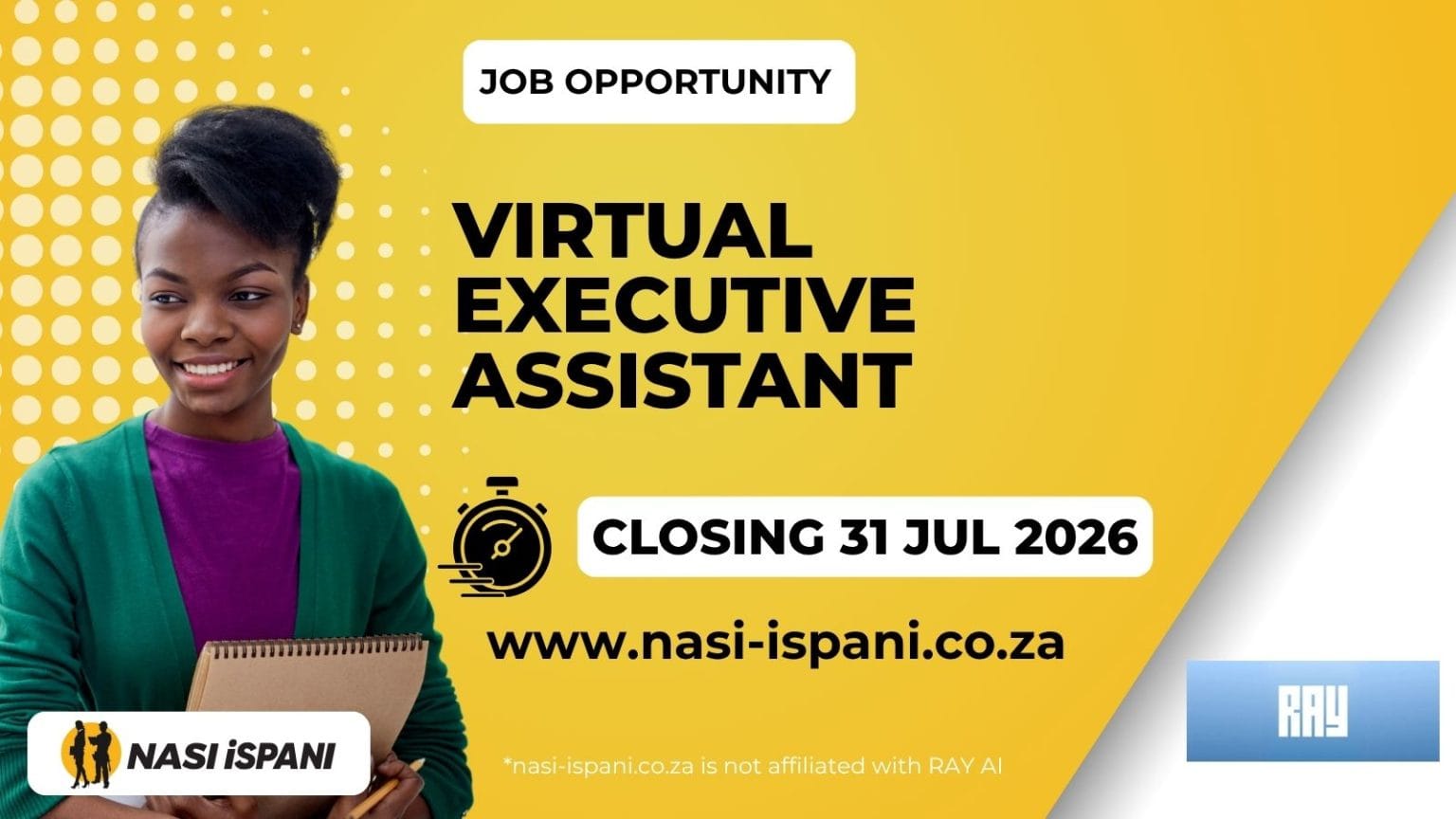 RAY Virtual Executive Assistant 2026: R20,000/Month + Bonuses