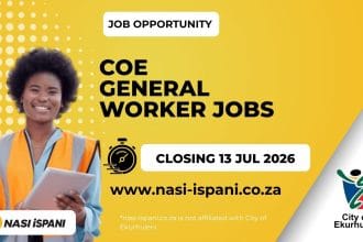 City of Ekurhuleni General Worker Jobs 2026: Up to R233,376/Year