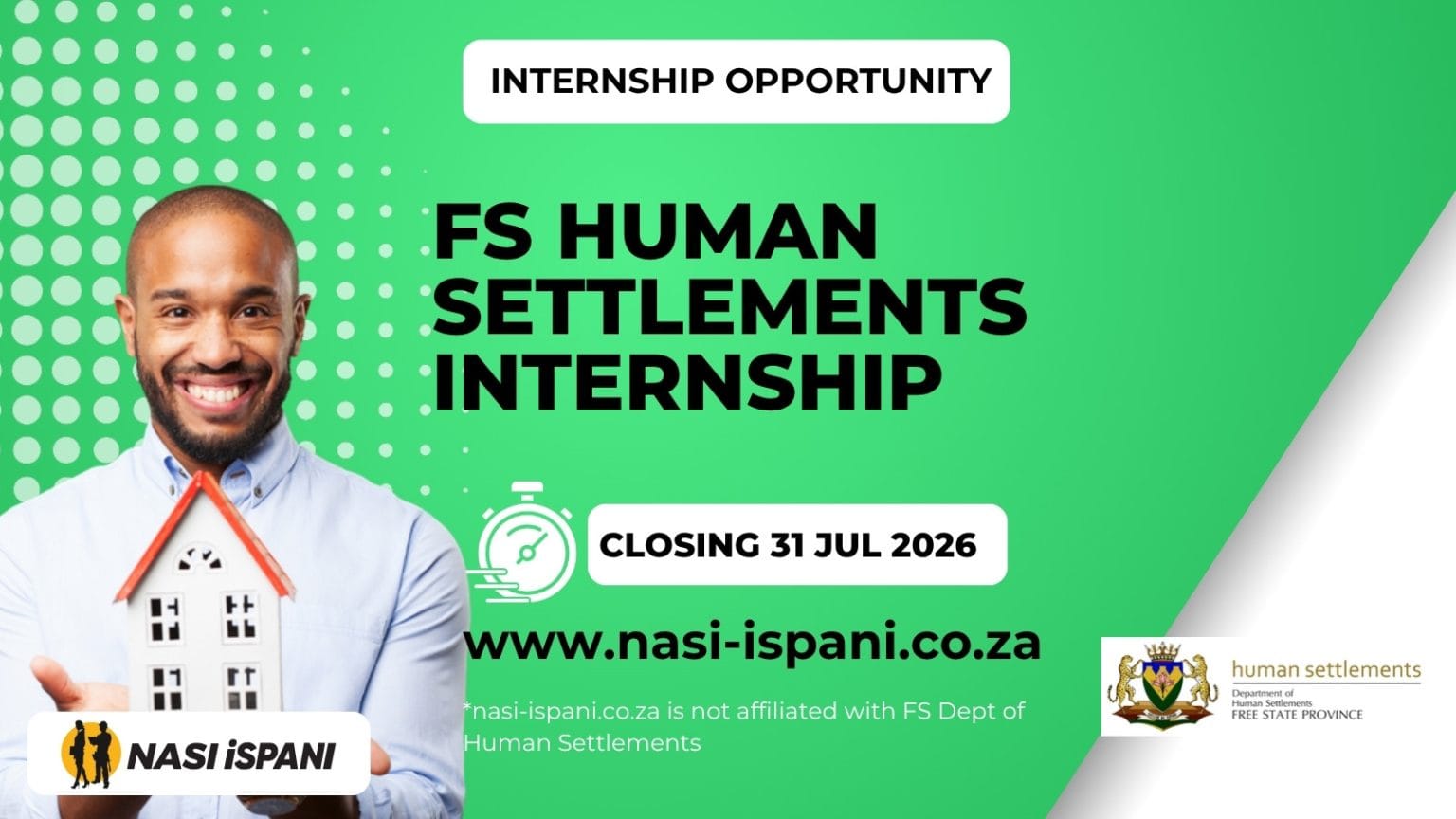 Free State Human Settlements Graduate Internship 2026: R8,174.75/Month, Closes 31 July