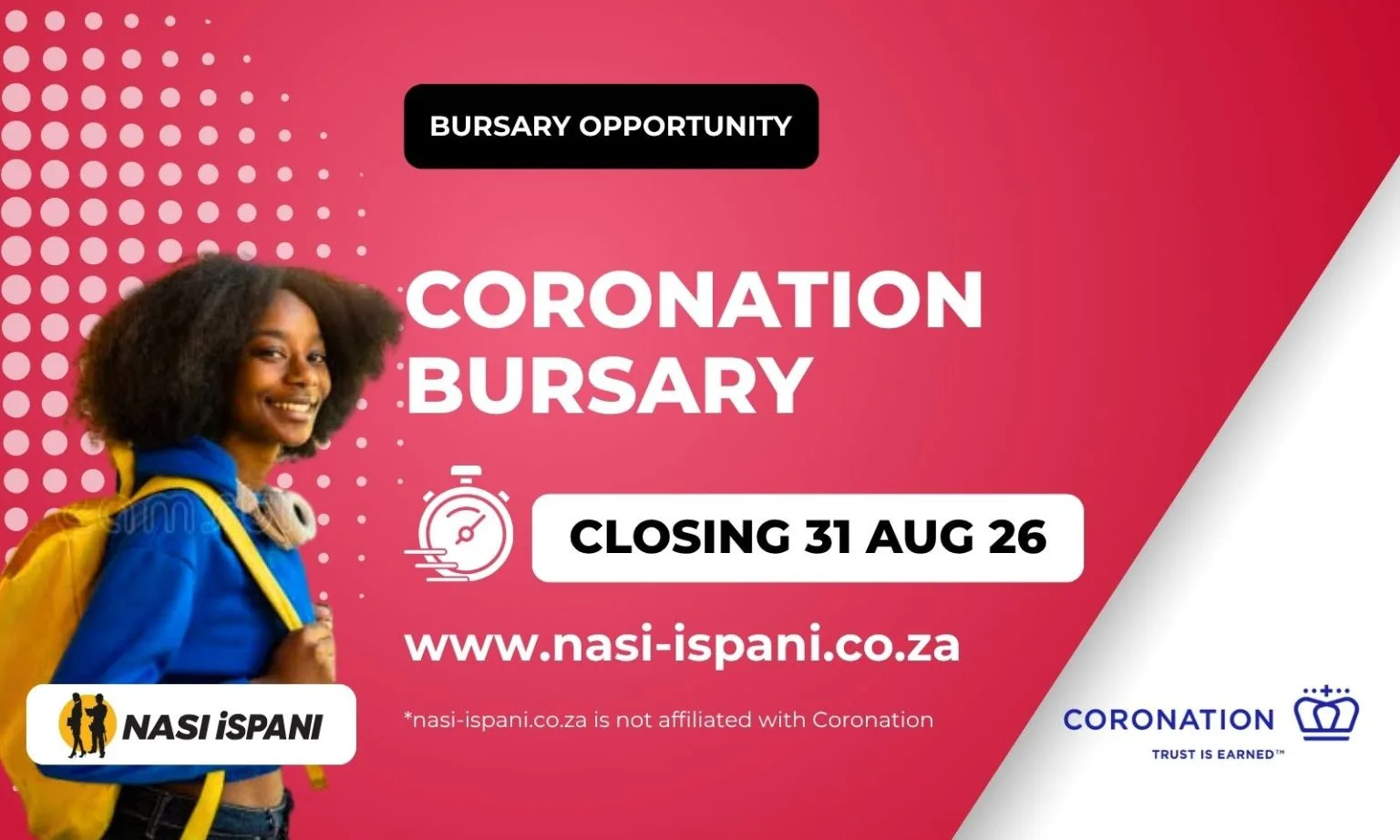 Coronation Exceptional Student Bursary 2027: Commerce Students, Closes 31 August