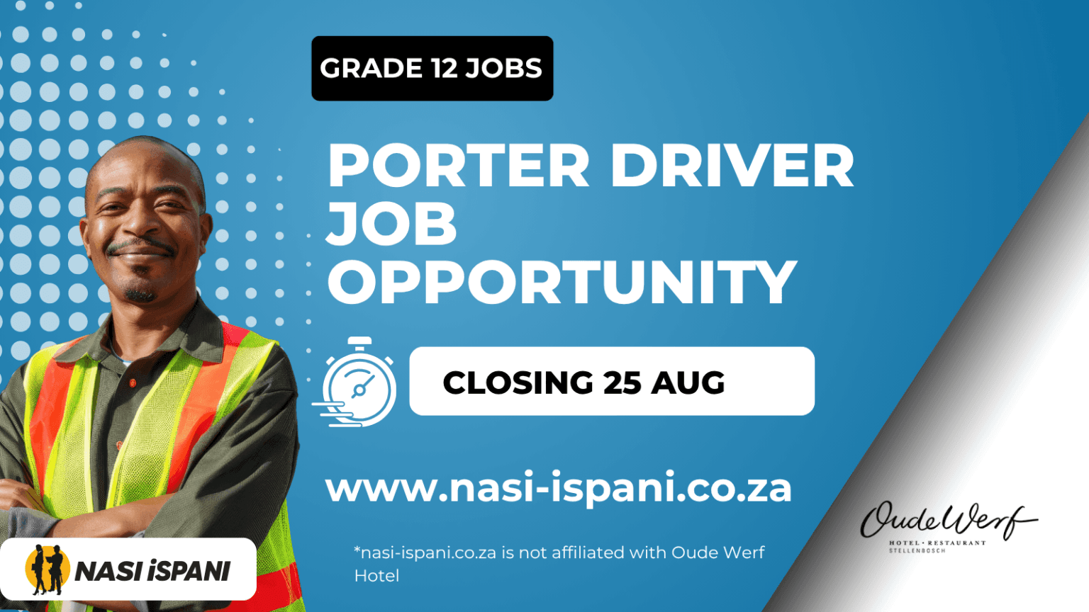 Porter Driver Job Opportunity at Oude Werf Hotel – Stellenbosch