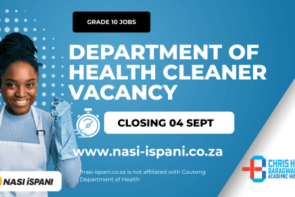 Department of Health Cleaner Vacancy – Level 2 (R144,024 per annum + benefits)