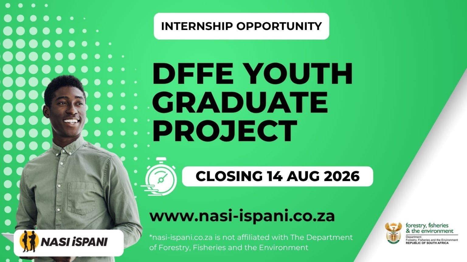 DFFE Youth Graduate Project 2026: R271.04/Day, Closes 14 August