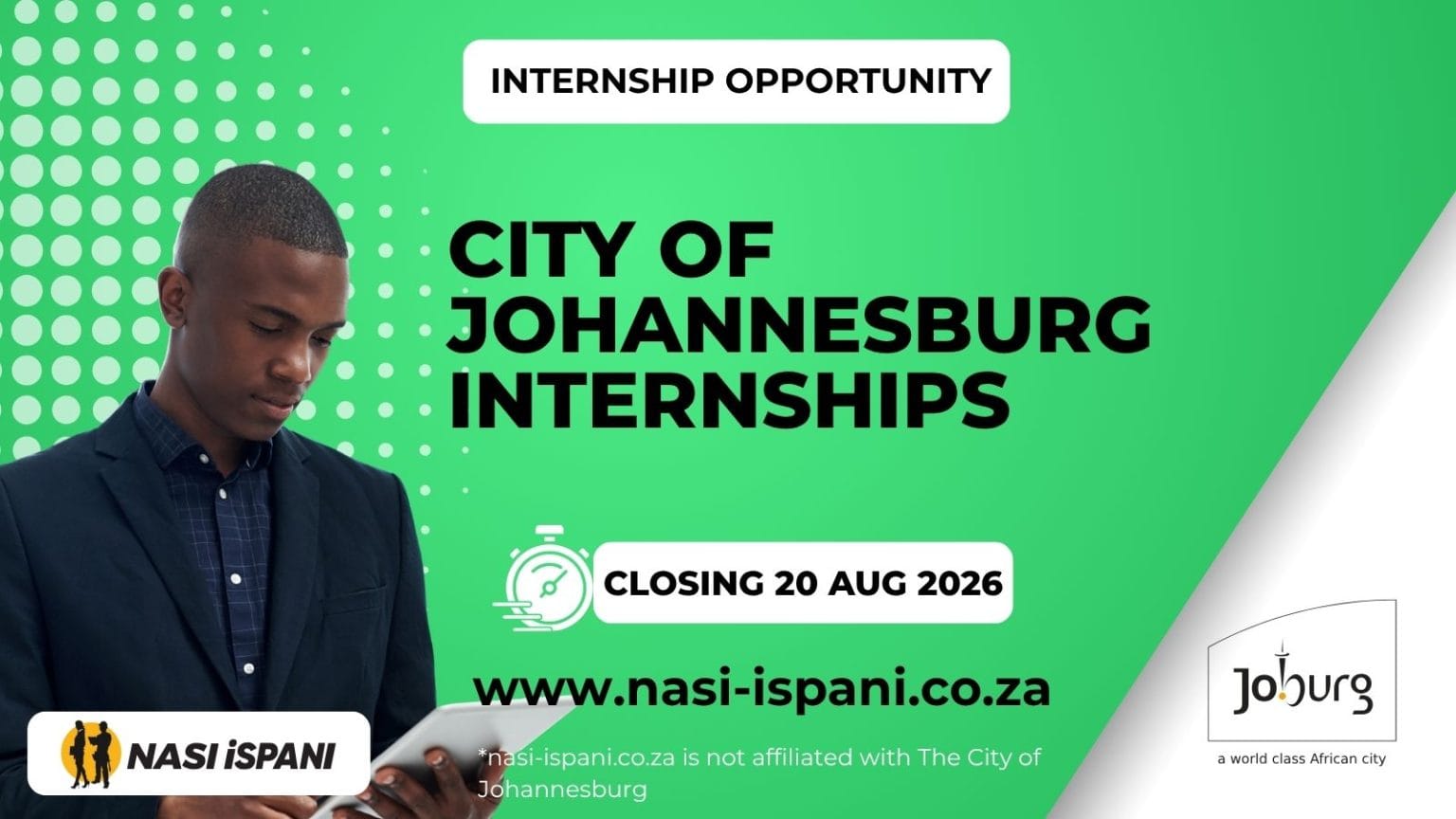 City of Johannesburg Social Development Internships 2026: R10,109.86/Month
