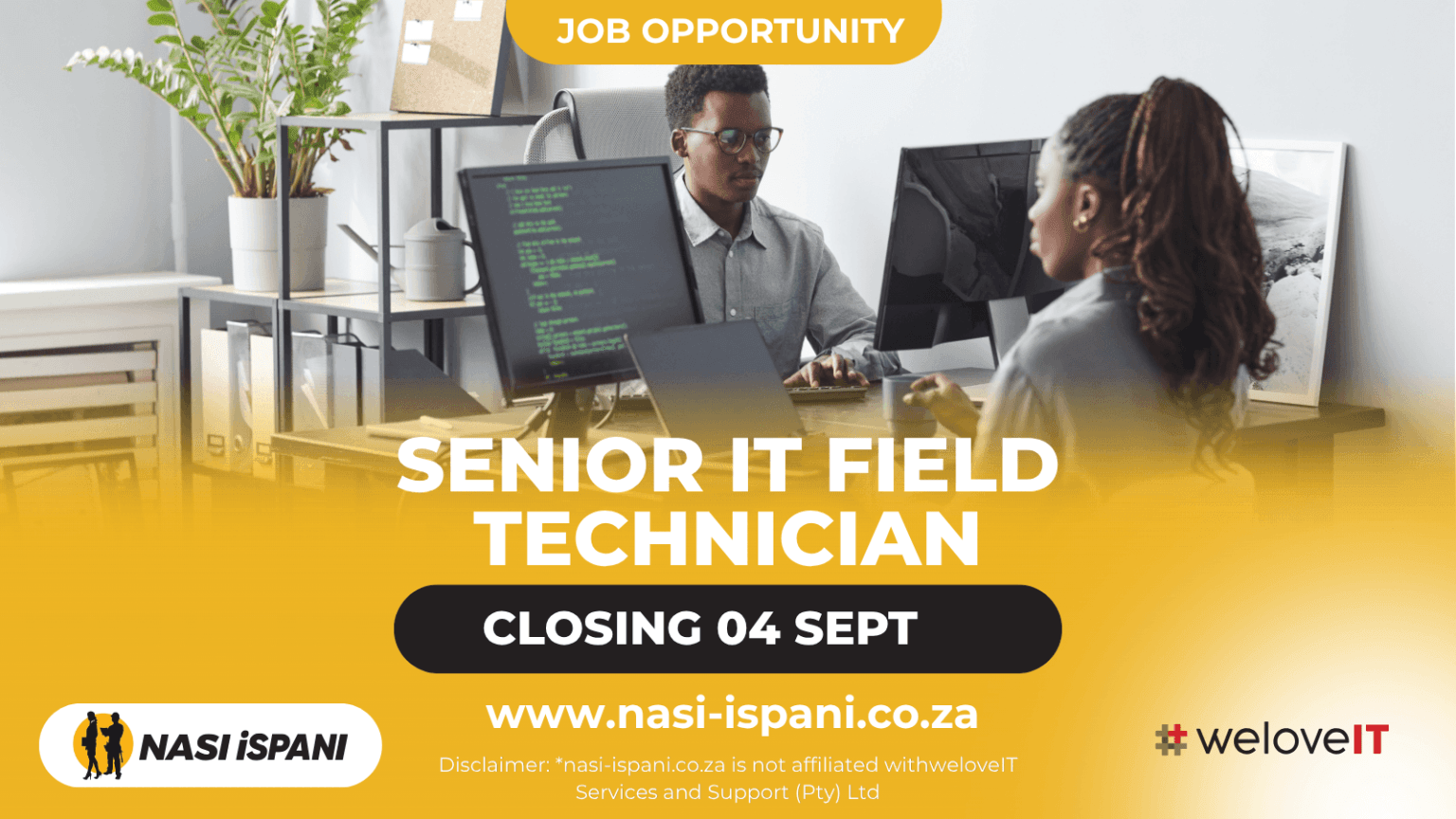 Senior IT Field Technician Job Opportunity at weloveIT – Earn Up to R40,000 Per Month