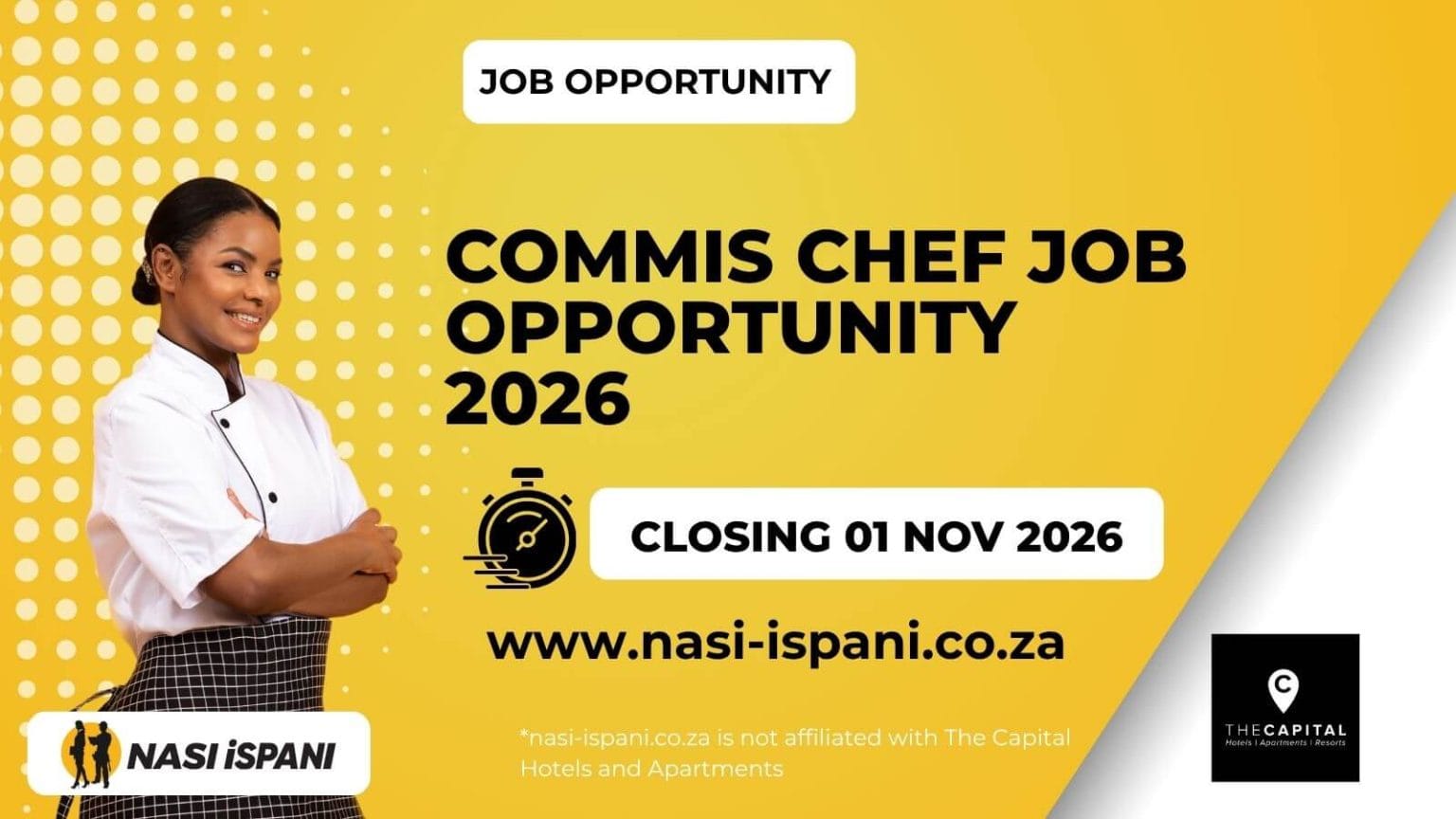 Commis Chef Vacancy -The Capital Hotels and Apartments | R5,500 per month
