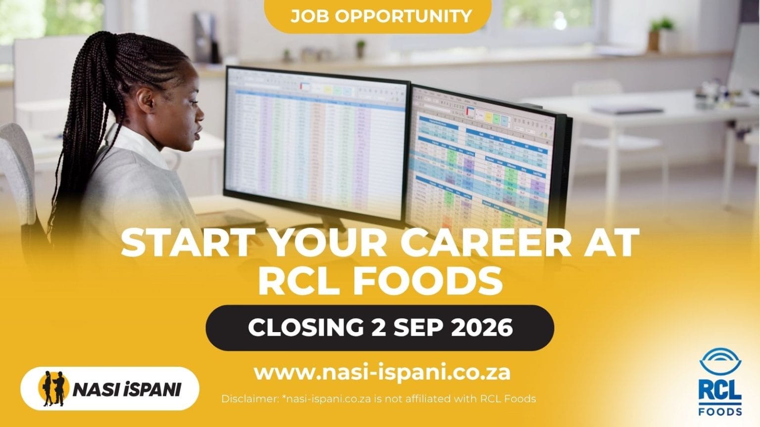 RCL Foods Data Capturer Job 2026: Closes 2 September