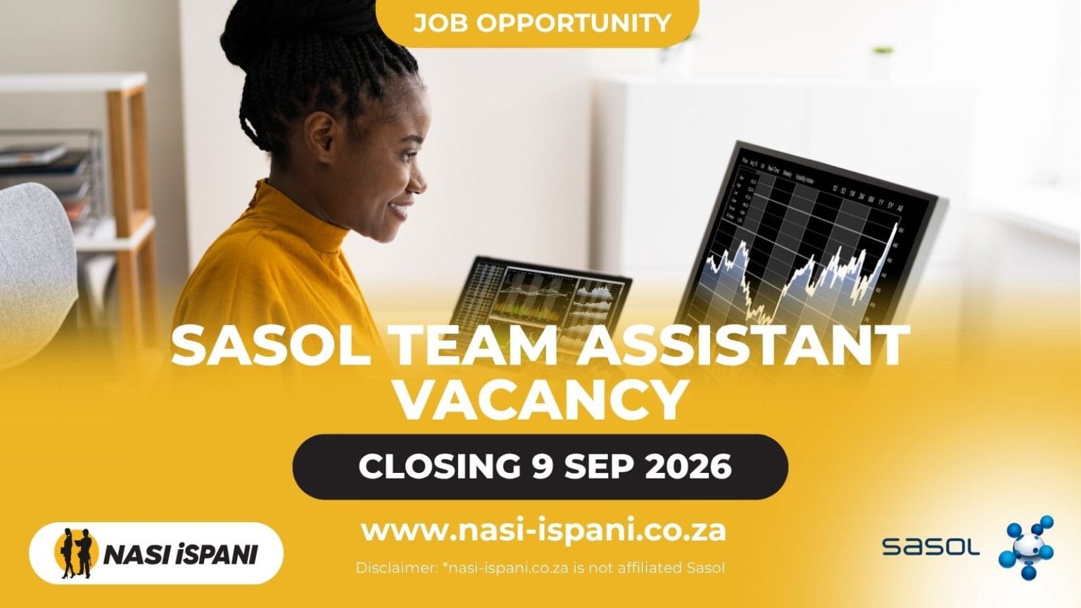 Sasol Team Assistant Vacancy 2026: Full-Time Job in Secunda. Apply by 9 September