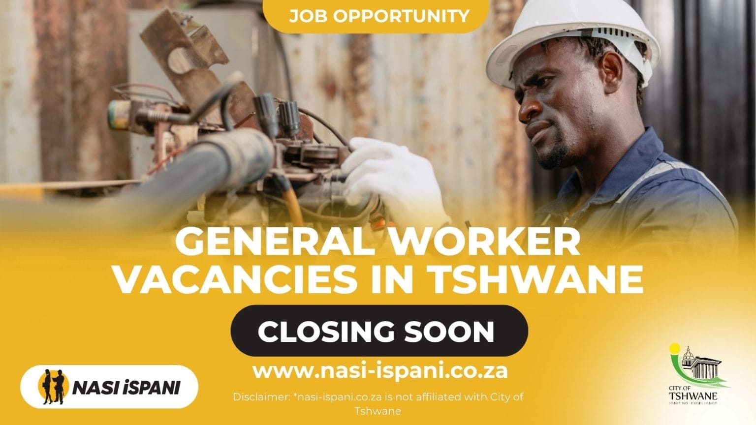 City of Tshwane General Worker Vacancies 2026: Earn Up to R202,668/Year