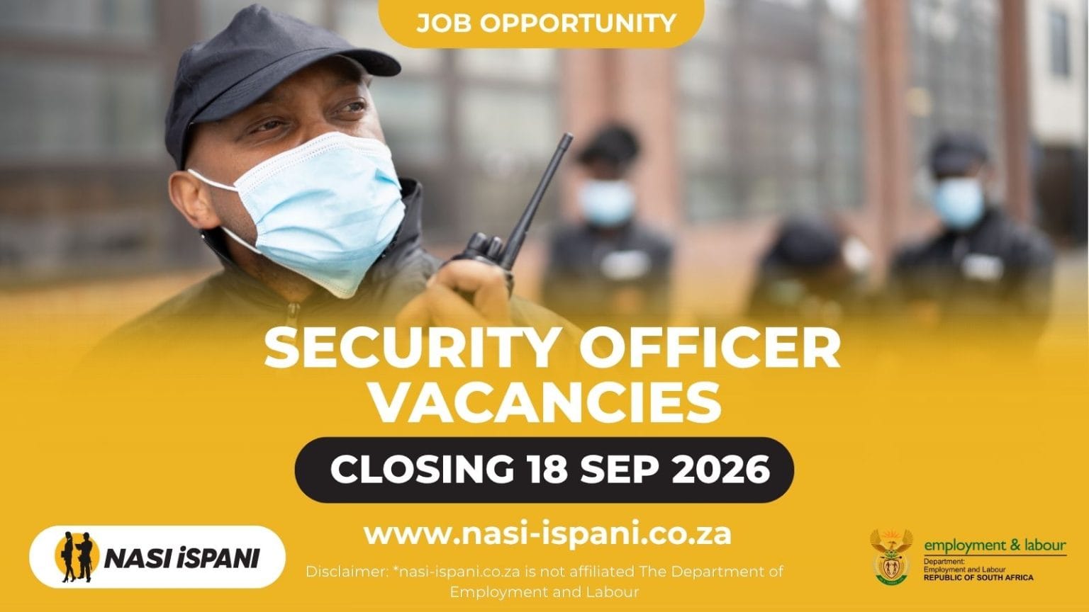 Department of Employment and Labour Security Officer Vacancies 2026, R201,093/Year