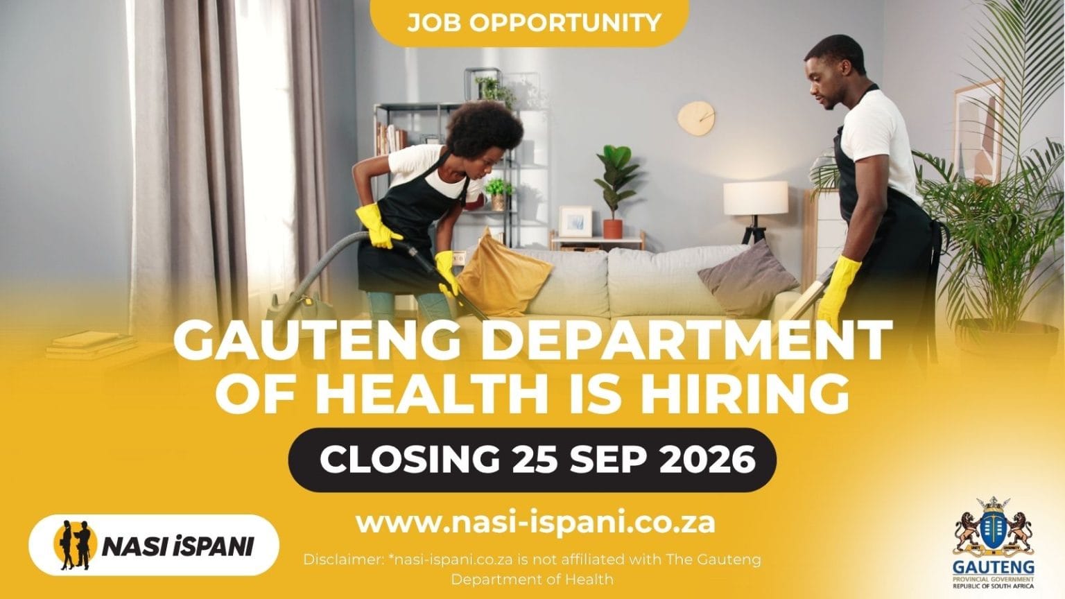 Gauteng Department of Health Cleaner Jobs 2026: 20 Posts, R144,024/Year