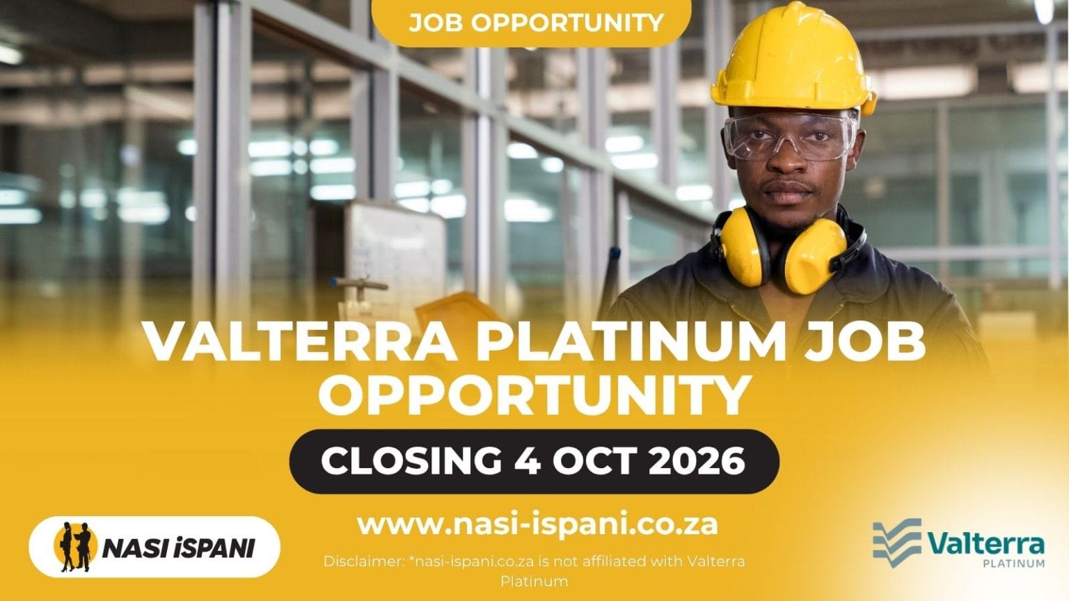 Valterra Platinum Learning Advisor Job 2026: Apply by 4 October