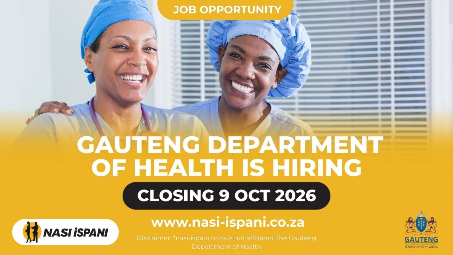 Gauteng Department of Health Staff Nurse Jobs 2026: 60 Posts, R229,440/Year