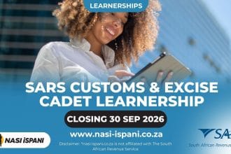 SARS Customs & Excise Cadet Learnership 2026: 80 Posts, 12-Month Contract