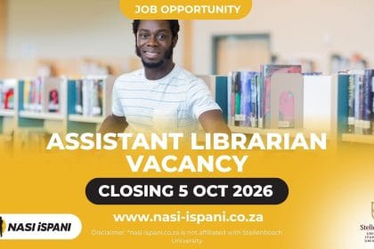 Stellenbosch University Assistant Librarian Vacancy 2026: Closes 5 October