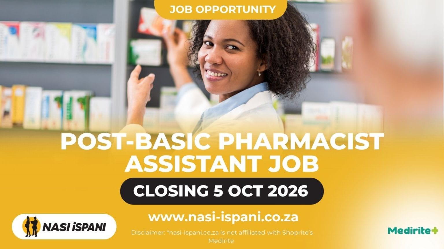 Shoprite Post-Basic Pharmacist Assistant Job 2026: Johannesburg, Closes 5 October