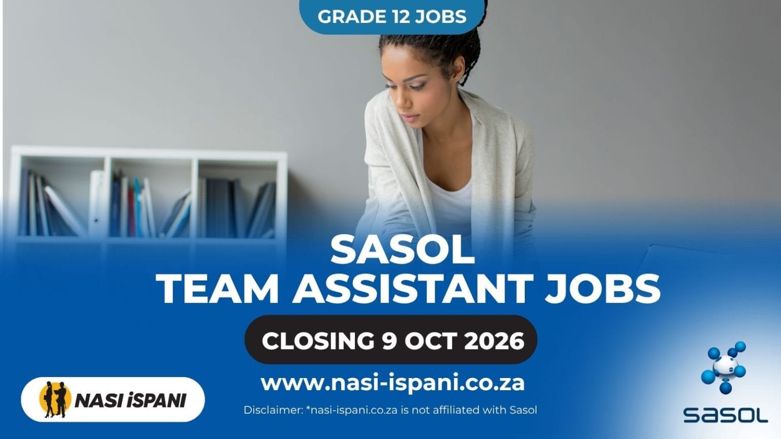 Sasol Team Assistant Jobs 2026: 3 Posts, Sasolburg, Closes 9 October