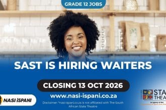 South African State Theatre Waiter Jobs 2026: 10 Posts, Matric, Closes 13 October
