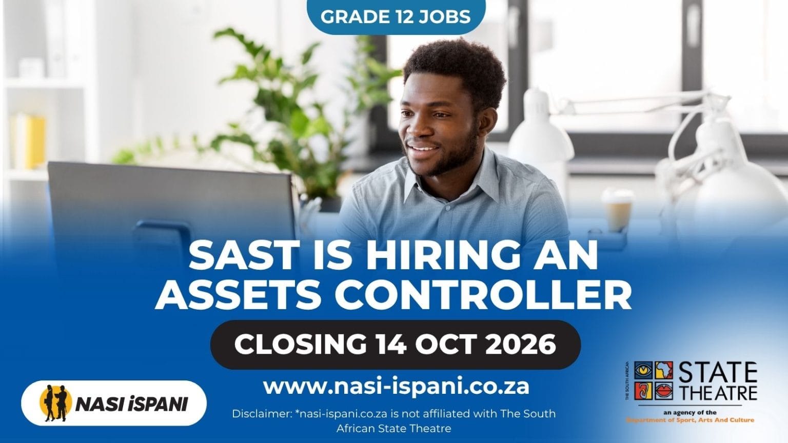 South African State Theatre Assets Controller Job 2026: Permanent, Closes 14 October