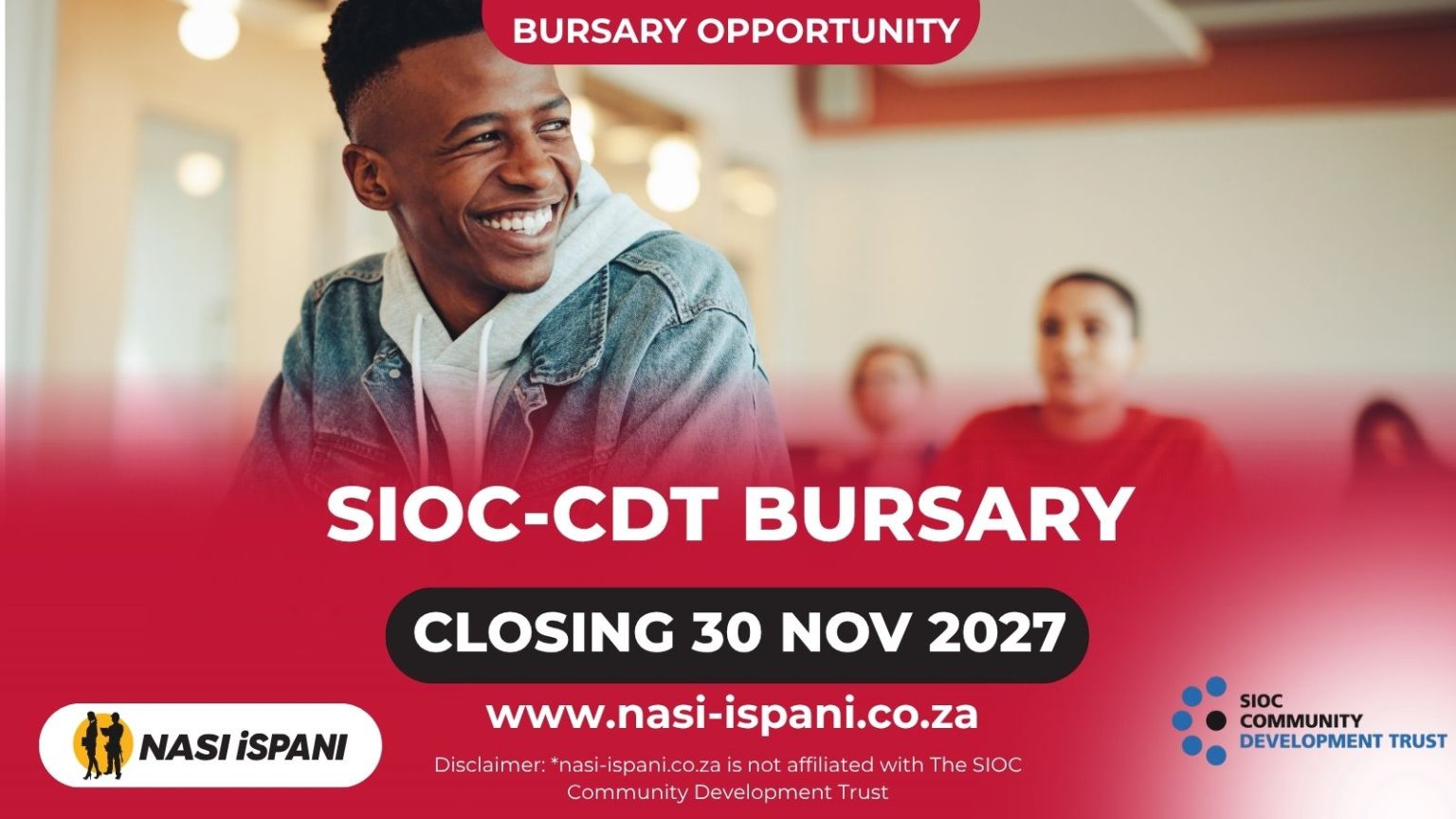 SIOC-CDT Bursary 2027: Tuition, Laptop & Monthly Stipend, Closes 30 November