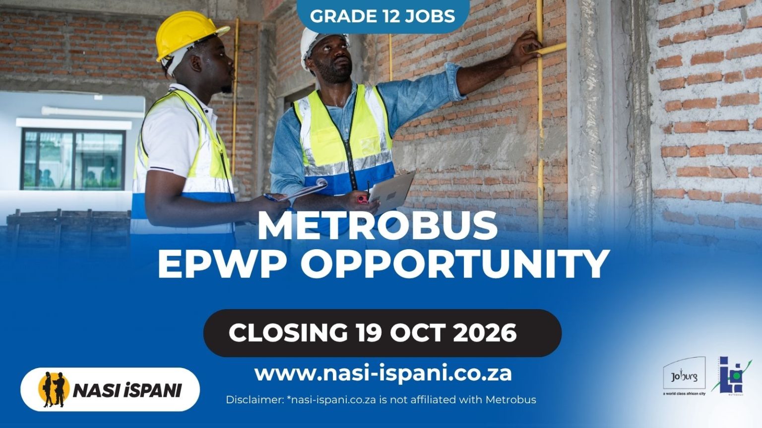 Metrobus EPWP Team Leader Jobs 2026: R6,000/Month, 6 Posts, Closes 19 October