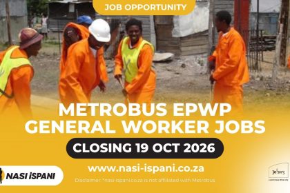 Metrobus EPWP General Worker Jobs 2026: R5,500/Month, 94 Posts, Closes 19 October