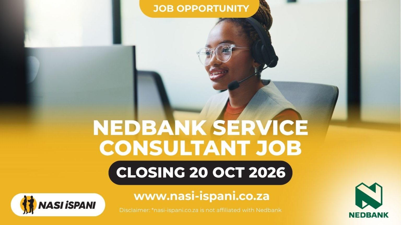 Nedbank Service Consultant Job 2026: 1–2 Years’ Experience, Closes 20 October
