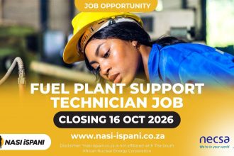 NECSA Fuel Plant Support Technician Job 2026: 3+ Years’ Experience, Closes 16 October