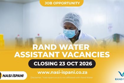 Rand Water Assistant Vacancies 2026: Johannesburg South, Closes 23 October