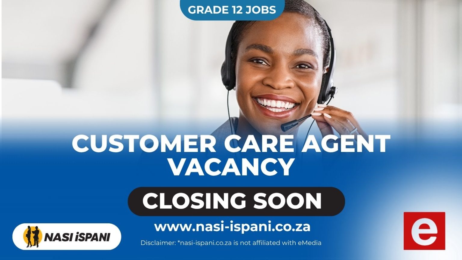 eMedia Customer Care Agent Job 2026: 9–12 Month Contract, Matric Required