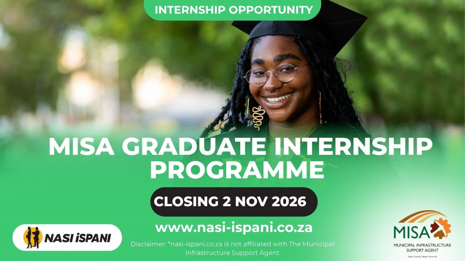 MISA Graduate Internship Programme 2026: R8,174.75/Month, Closes 2 November