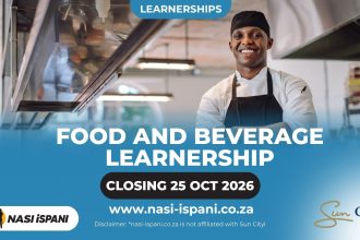 Sun City Food and Beverage Learnership 2026: 40 Posts, Closes 25 October