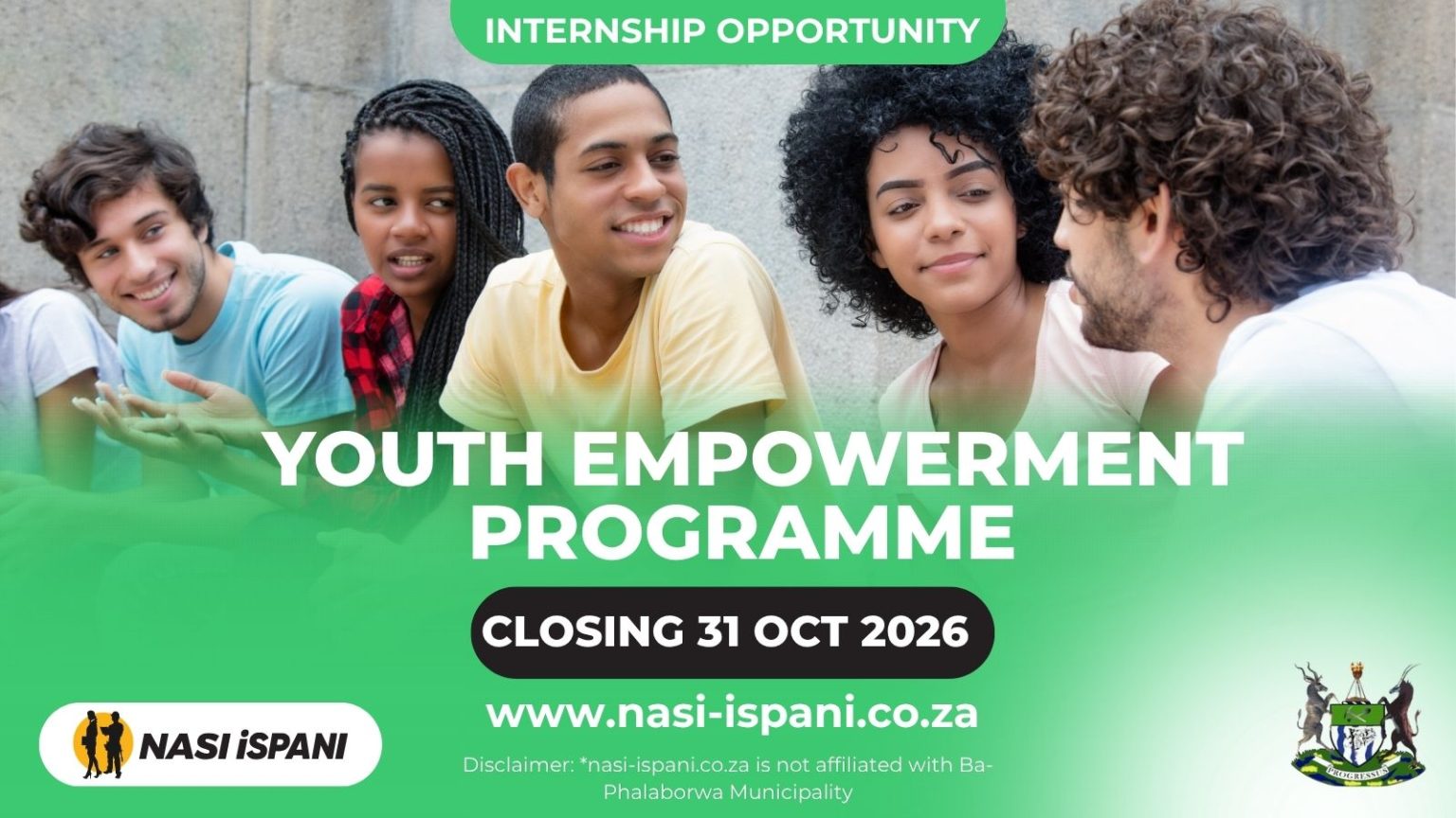 Ba-Phalaborwa Municipality Youth Empowerment Programme 2026: R271.04/Day, 91 Posts