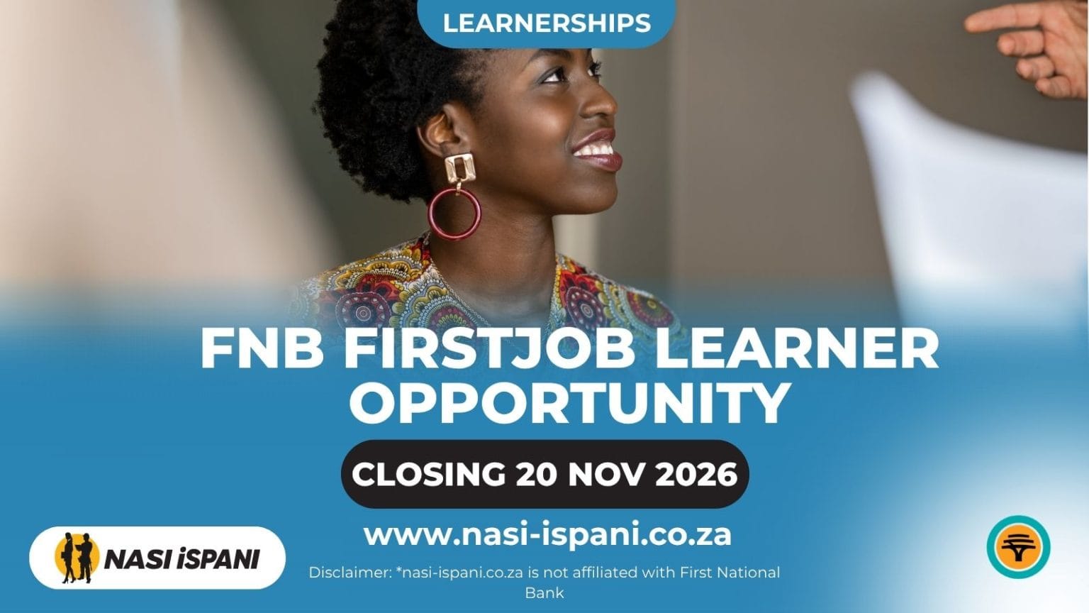 FNB FirstJob Learner 2026: Part-Time Banking Role, Closes 20 November