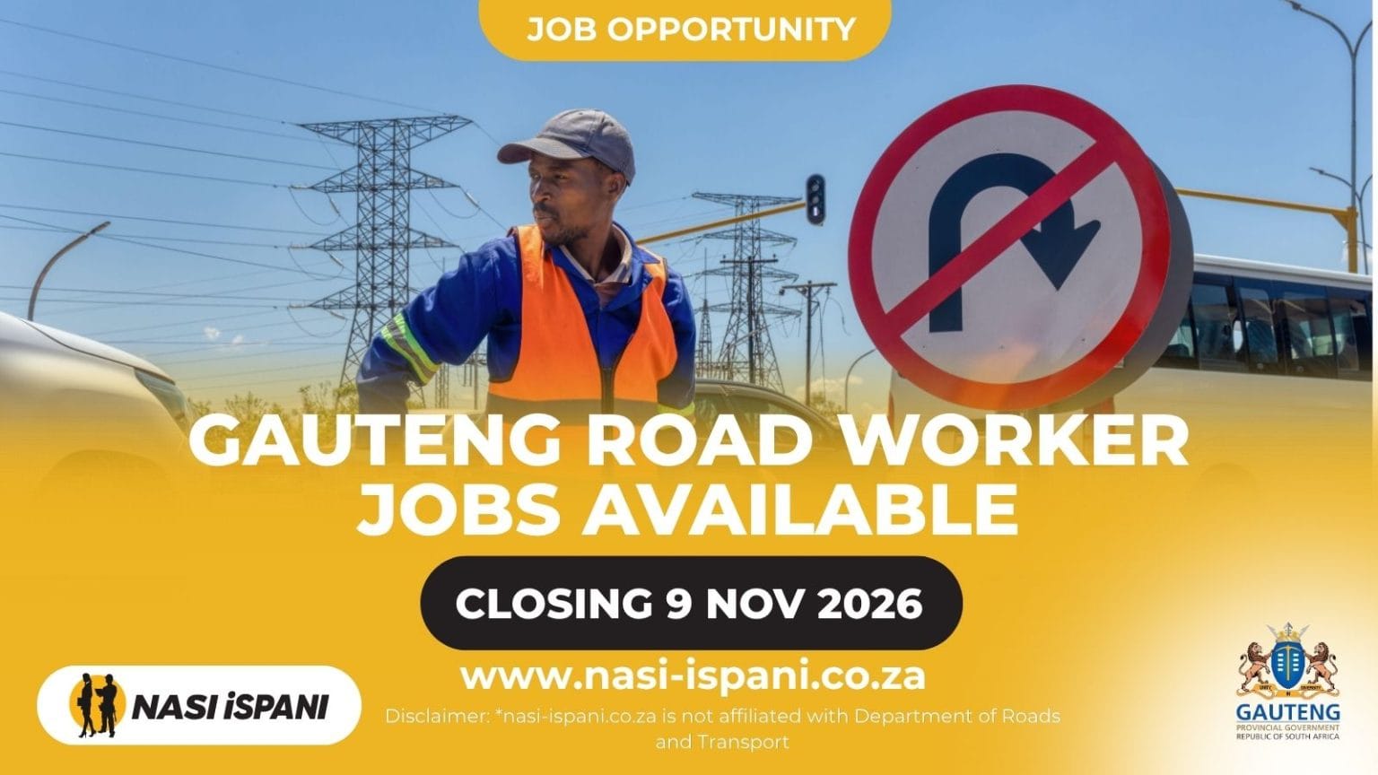 Gauteng Road Worker Jobs 2026: No Experience Required, Closes 9 November