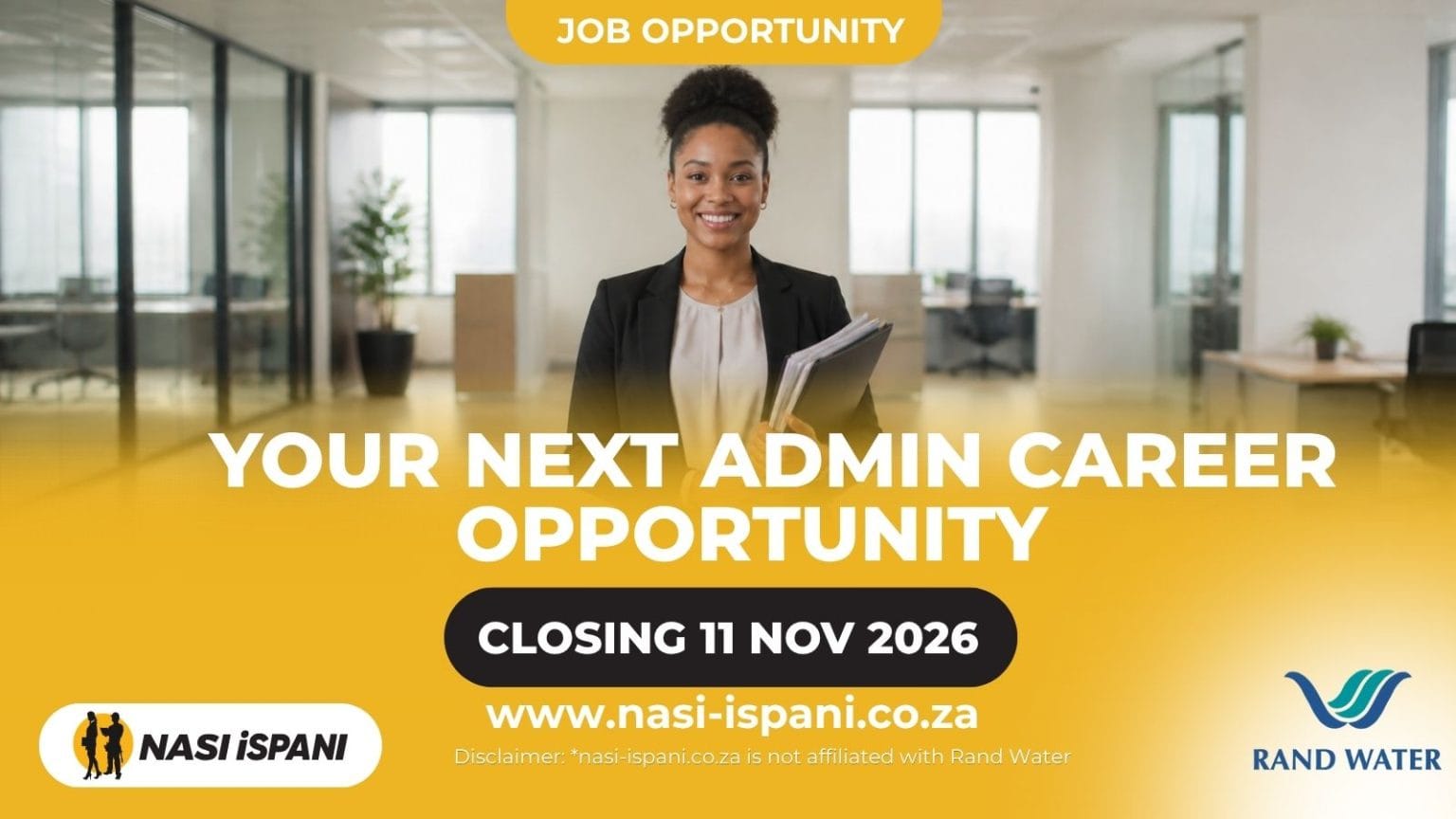 Rand Water Secretary Vacancy 2026: 2–3 Years’ Experience, Closes 11 November