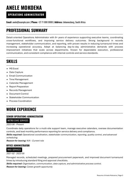 Government Classic CV template preview